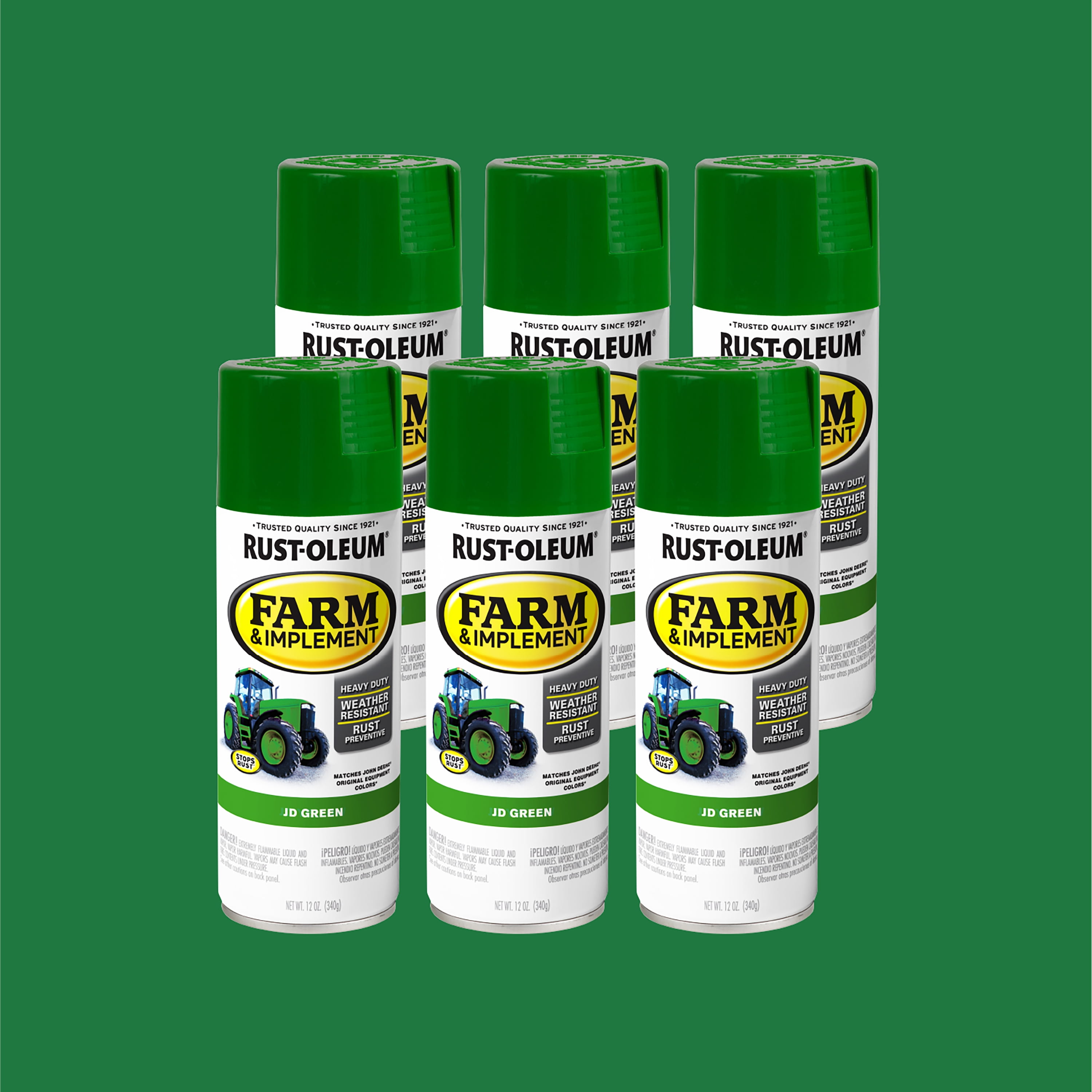 6 Pack, JD Green, Rust-Oleum Specialty Farm and Implement Gloss Spray Paint-280124, 12 oz