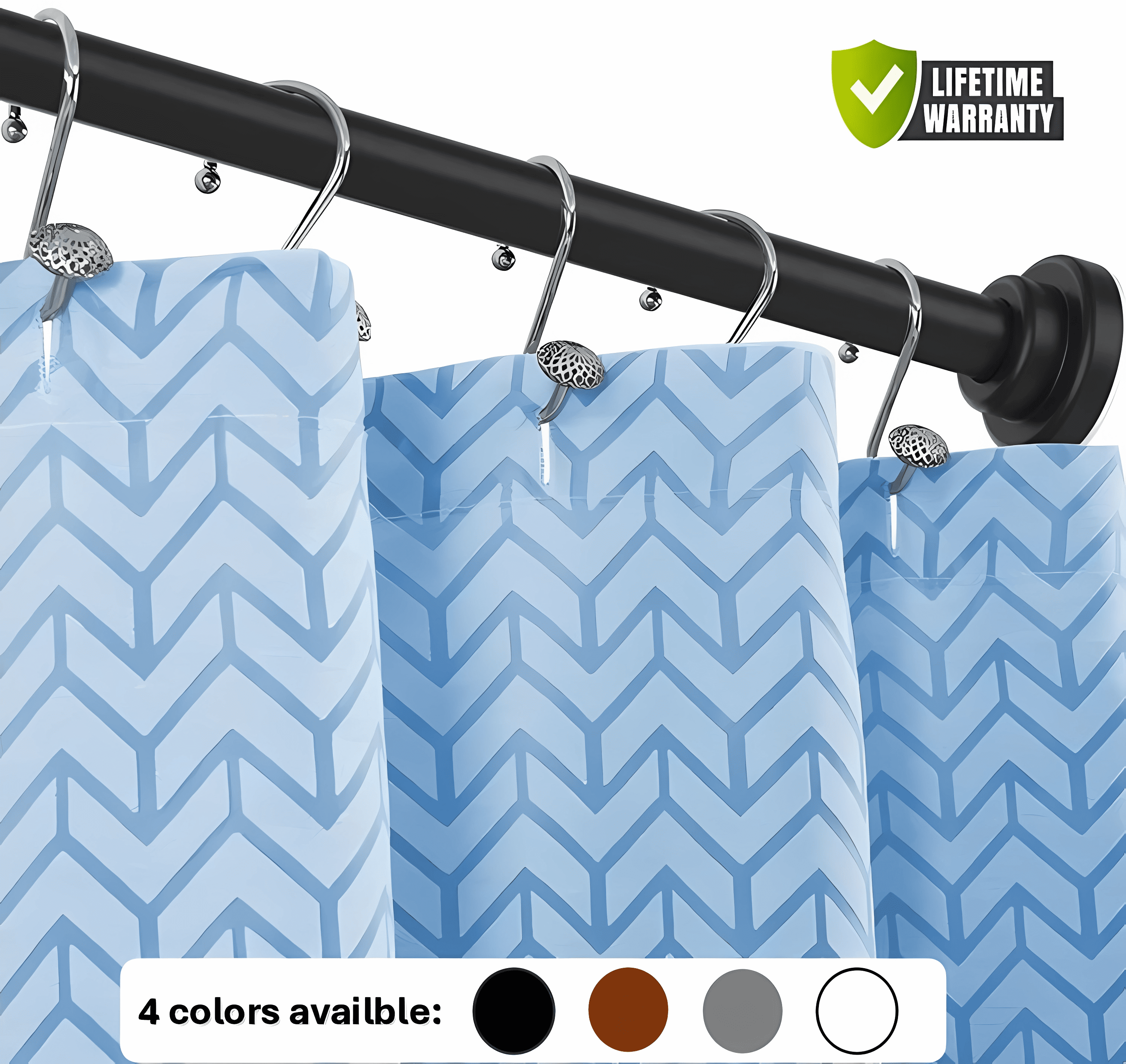 JD Living 43" 72" Stainless Steel Adjustable Tension Shower Rod, No