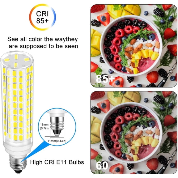 JDE11 LED Bulb 100W Halogen Bulbs Equivalent,T4 Mini Candelabra E11 LED Bulb Dimmable,Daylight White 6000K,10W 1000LM JDE11 120V 100W LED for Ceiling Fan Pendant Lighting,5 Packs