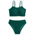 thumbnail image 1 of JDEFEG 2Pcs Girls' Swimwear Summer Beach Tankini Cute Bathing Suits 7-14 Years Old Middle and Older Girls Bikini with Bra Pads Two Piece Swimsuit Green Size 150, 1 of 7