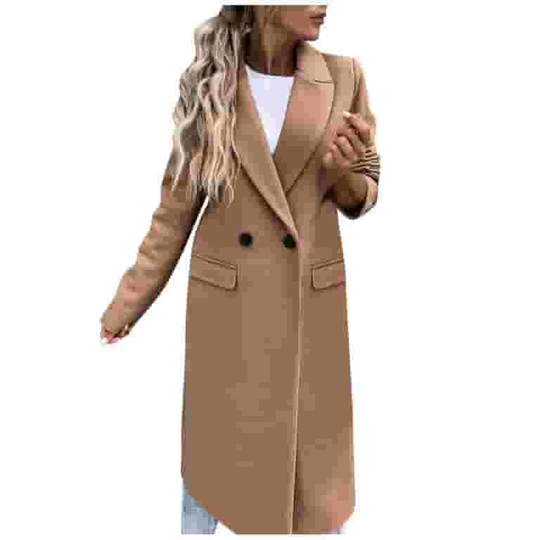 British Style Elegant Solid Pocket Turn-back Collar Outerwear British Style Elegant Solid Pocket Turn-back Collar Outerwear