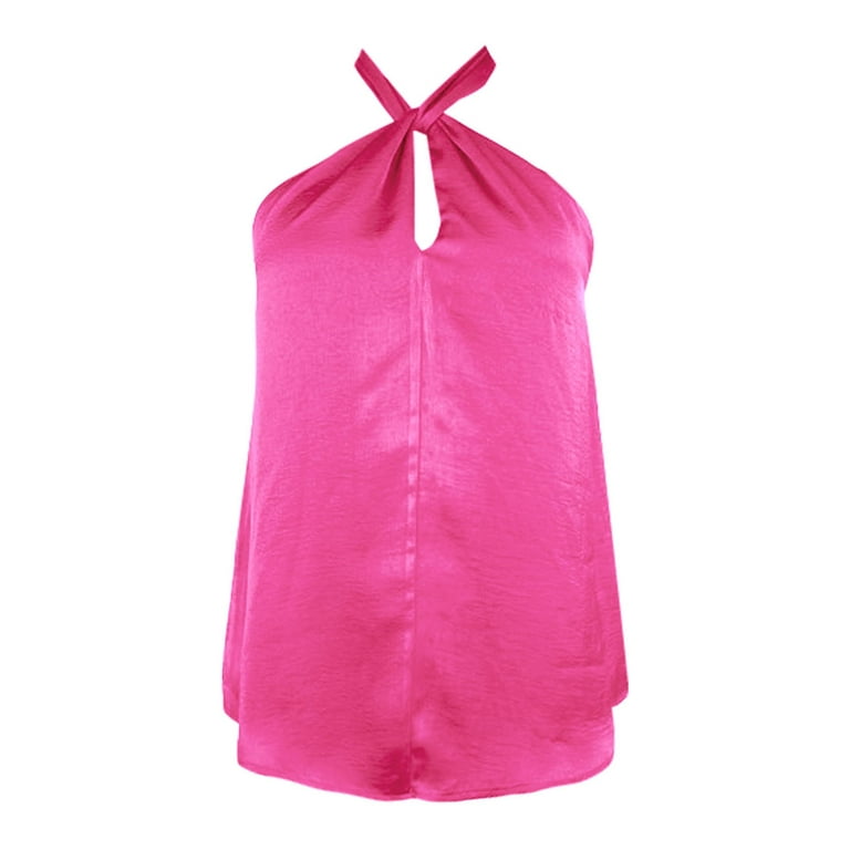 JDEFEG 80S Tops for Women Fashion Backless Women's Vest Summer Top Simple  and Exquisite Design Concert Women Camisole for Women Hot Pink M 