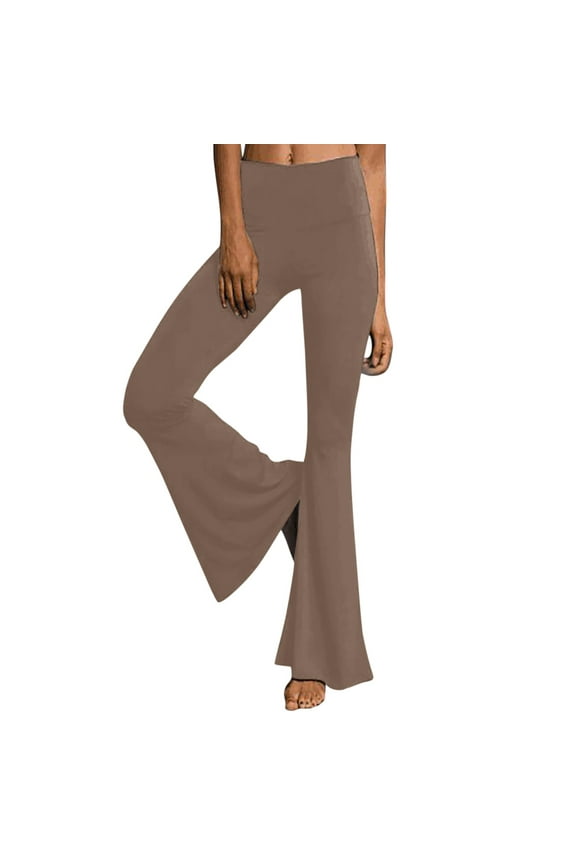 Activewear Yoga Pants Pants Pants Waist Trousers Leg High Bottom Palazzo Women's Bell Flare Wide Yoga Yoga Pants Yoga Paints Gym Wear For Women Polyester Khaki Xxl