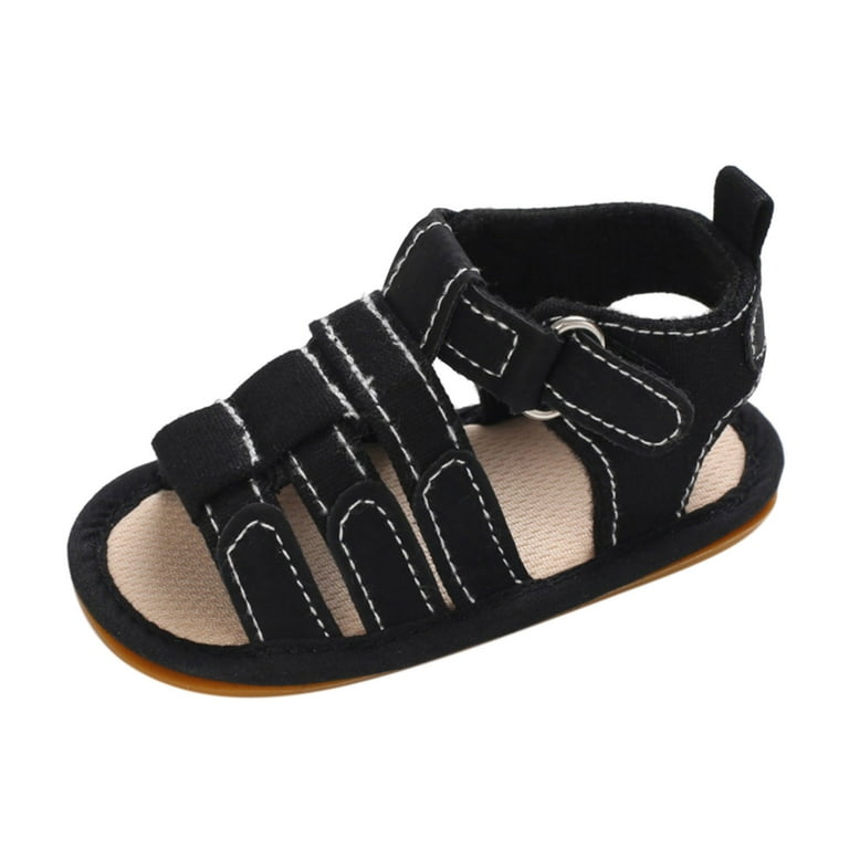 JDEFEG Baby Boy Sandals Size 5 Spring and Summer Children Baby Toddler Shoes Boys and Girls Sandals Flat Bottom Light Open Toe Hook Loop Solid Color