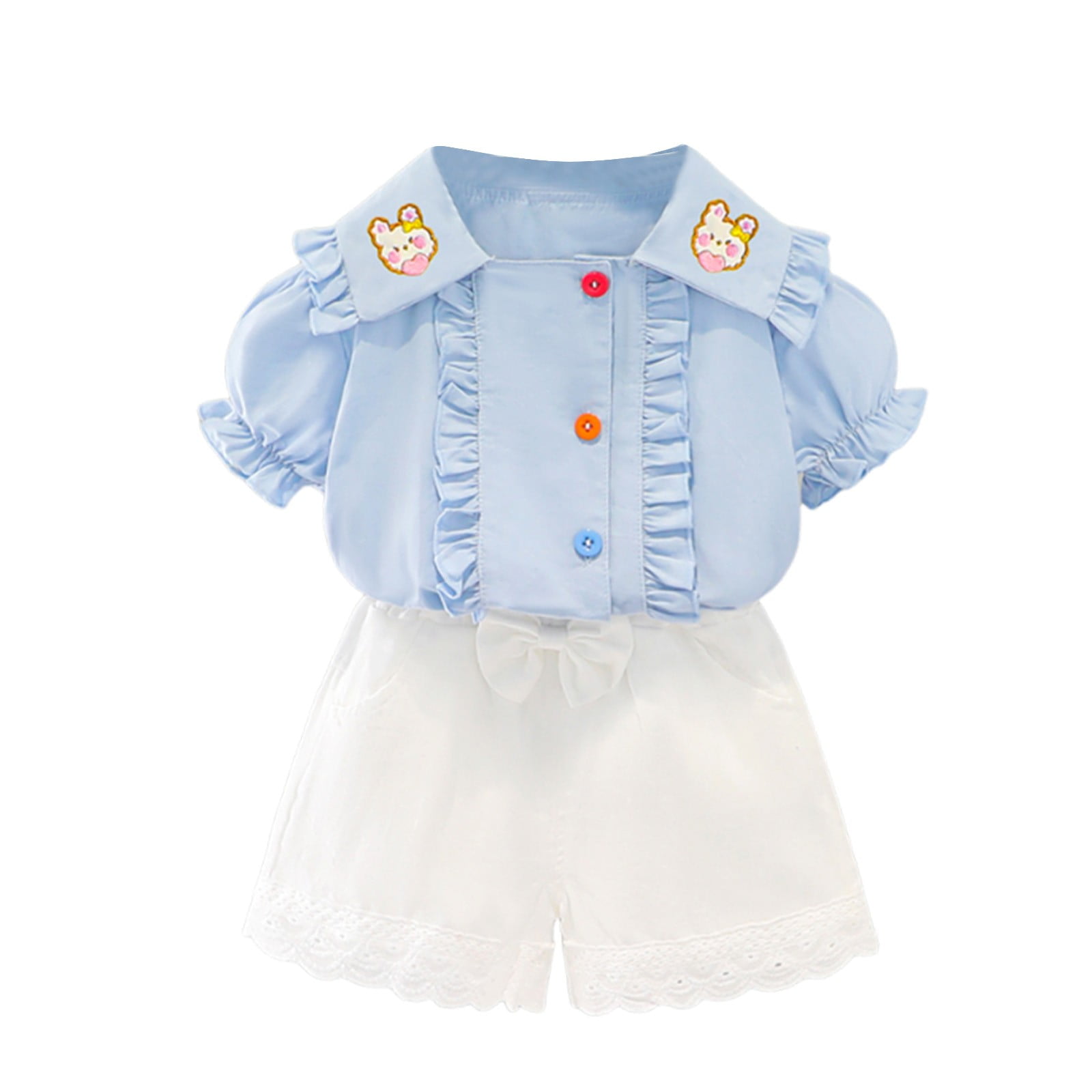 4T Baby Girls Clothes 4T Girls 2PCS Outfits Set Unicorn Print Toddler Girls Long Sleeve Irregular Top Pants Set White
