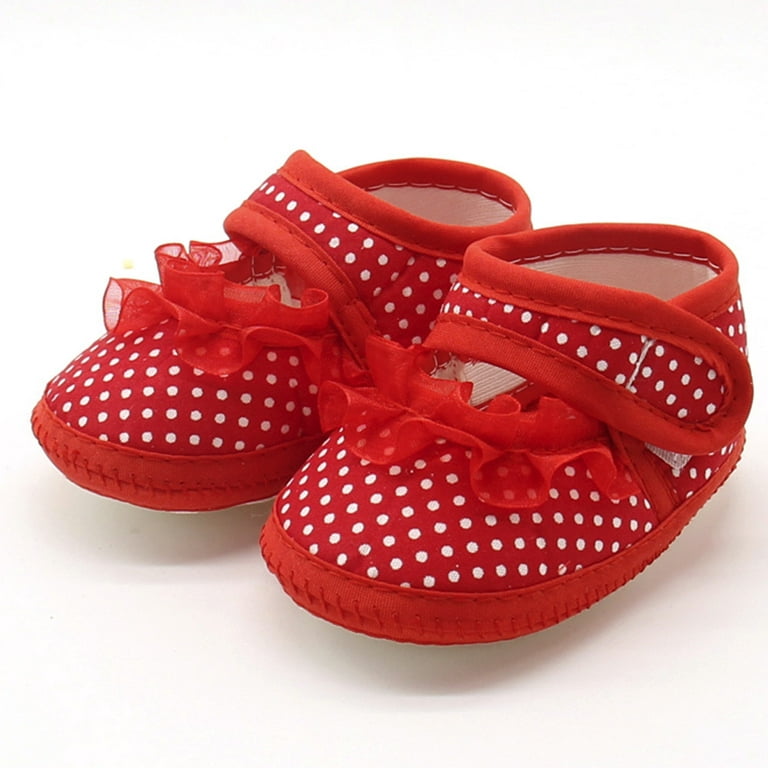 JDEFEG Baby Shoes Little Boys Slip On Warm Girls Sole Dot Prewalker Soft  Lace Baby Shoes Casual Baby Shoes Toddler Tennis Show Baby Booties  Polyester Red 11 