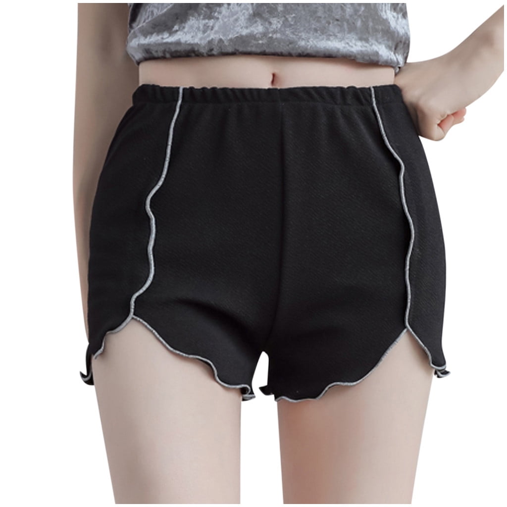 JDEFEG Backless Panties Plus Size Women Casual Solid Fashion Shorts  Underwear Slim Stretchy Pants Women Underwear Lace Shorts Set Spandex Black  Xl