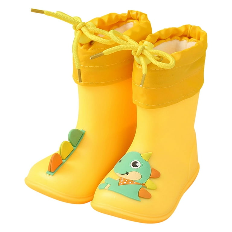 JDEFEG Big Kids Mid Calf Boots Rain Boots Baby Colorful Cartoon