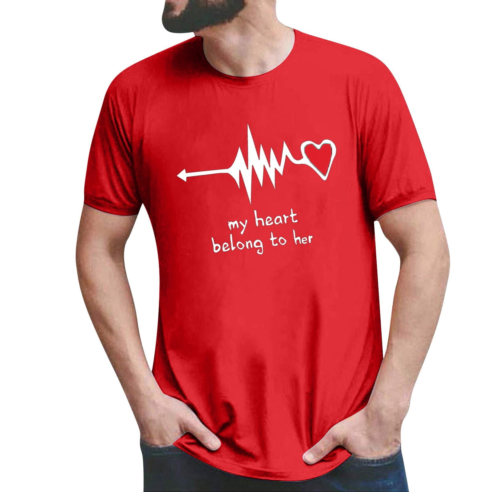 JDEFEG Big and Tall Mens Shirts Couple T Shirt Cotton Tshirt Printing Machine Casual Design Tee Custom Love Pattern Tshirts for Men Scrub Tee