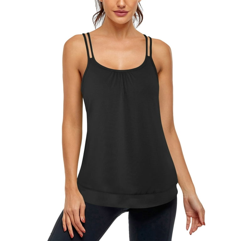 Summer Tops for Women Sexy Casual,Plus Size Tops for Women Sexy,Workout  Clothes for Women,Womens Workout Tank Tops Gym Athletic Yoga Tops Racerback  Exercise Sports Shirts Black