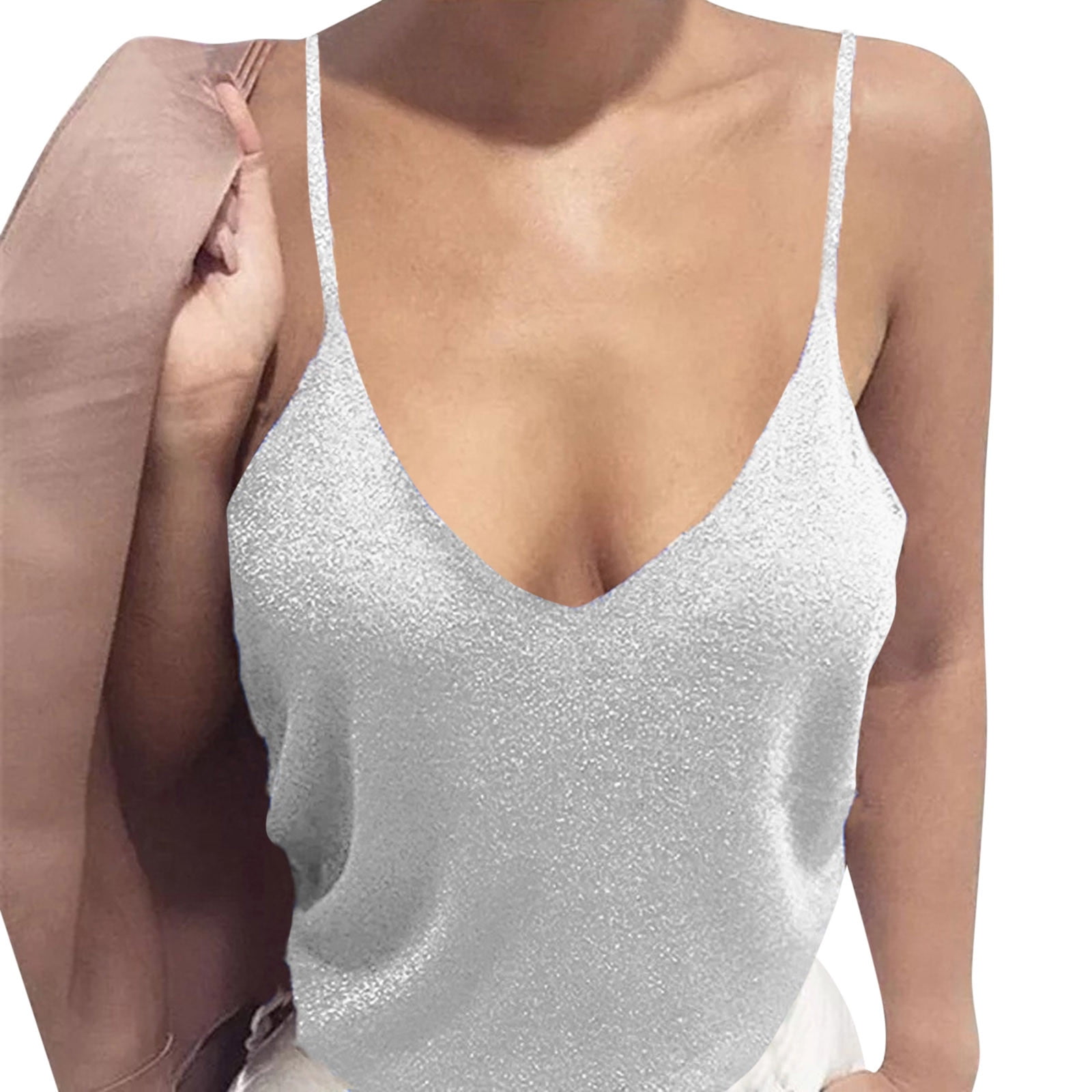 JDEFEG Biker Crop Top Bling Tank Tops for Women Casual Slim JDEFEG Biker Crop Top Bling Tank Tops for Women Casual Slim