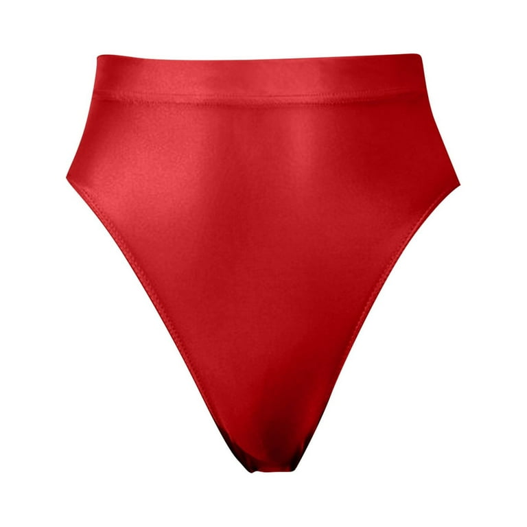 JDEFEG Blouse for New Year Eve Super High Waist Smooth Thong Trousers T  Pants Thin Transparent Popular Boy Cut Panties for Women Nylon,Spandex Red  M 