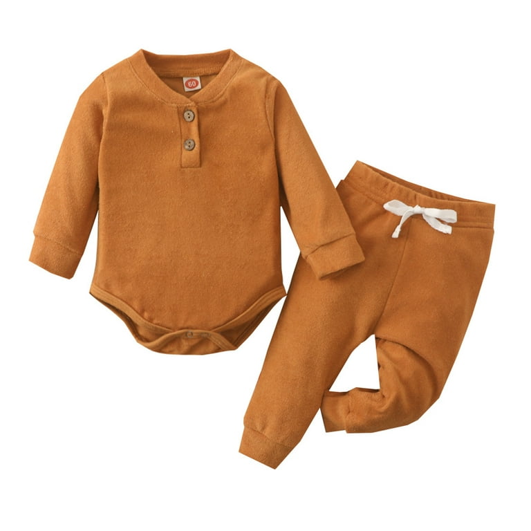 JDEFEG Boy Clothes Size 8 Baby Girls Boys Winter Long Sleeve Solid Shirt  Tops Pants 2Pcs Outfits Toddler Clothes Set 9 12 Month Girl Summer Cotton