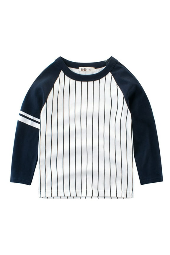 Boys Clothes Size 8 Toddler Kids Baby Boys Girls Striped Print Long Sleeve Crewneck T Shirts Tops Tee Clothes for Children Boys Dinosaur Clothes Cotton Dark Blue 90