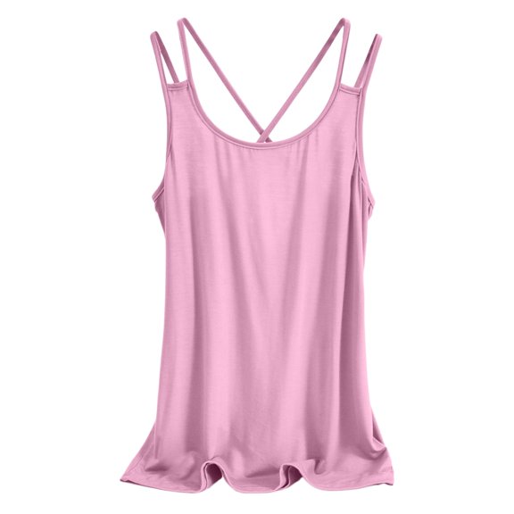 JDEFEG Camisole Tops for Women Simple Women's Scoop Neck Sleeveless Knit Ribbed Fitted Casual Crop Tank Top Workout Camisole Tops for Women Undershirts Pink Size Xl