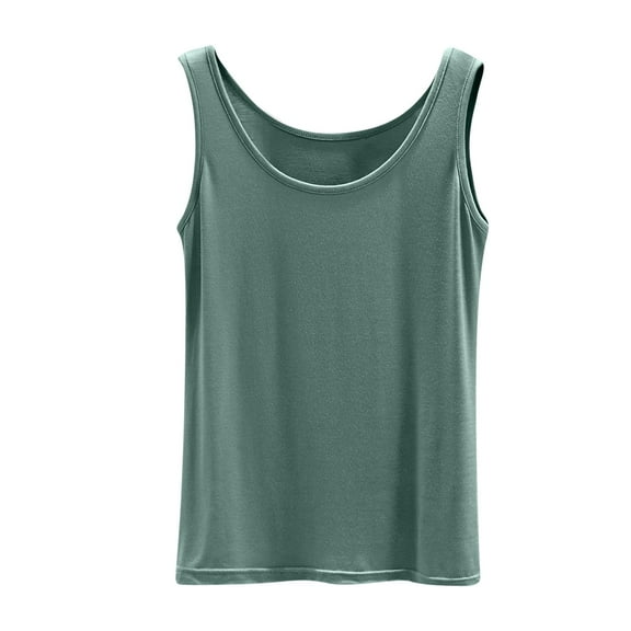 JDEFEG Camisoles for Women Fashion Women's Scoop Neck Sleeveless Knit Ribbed Fitted Casual Crop Tank Top Summer Basic Tank Shirt Dressy Tops for Women Green Size Xl