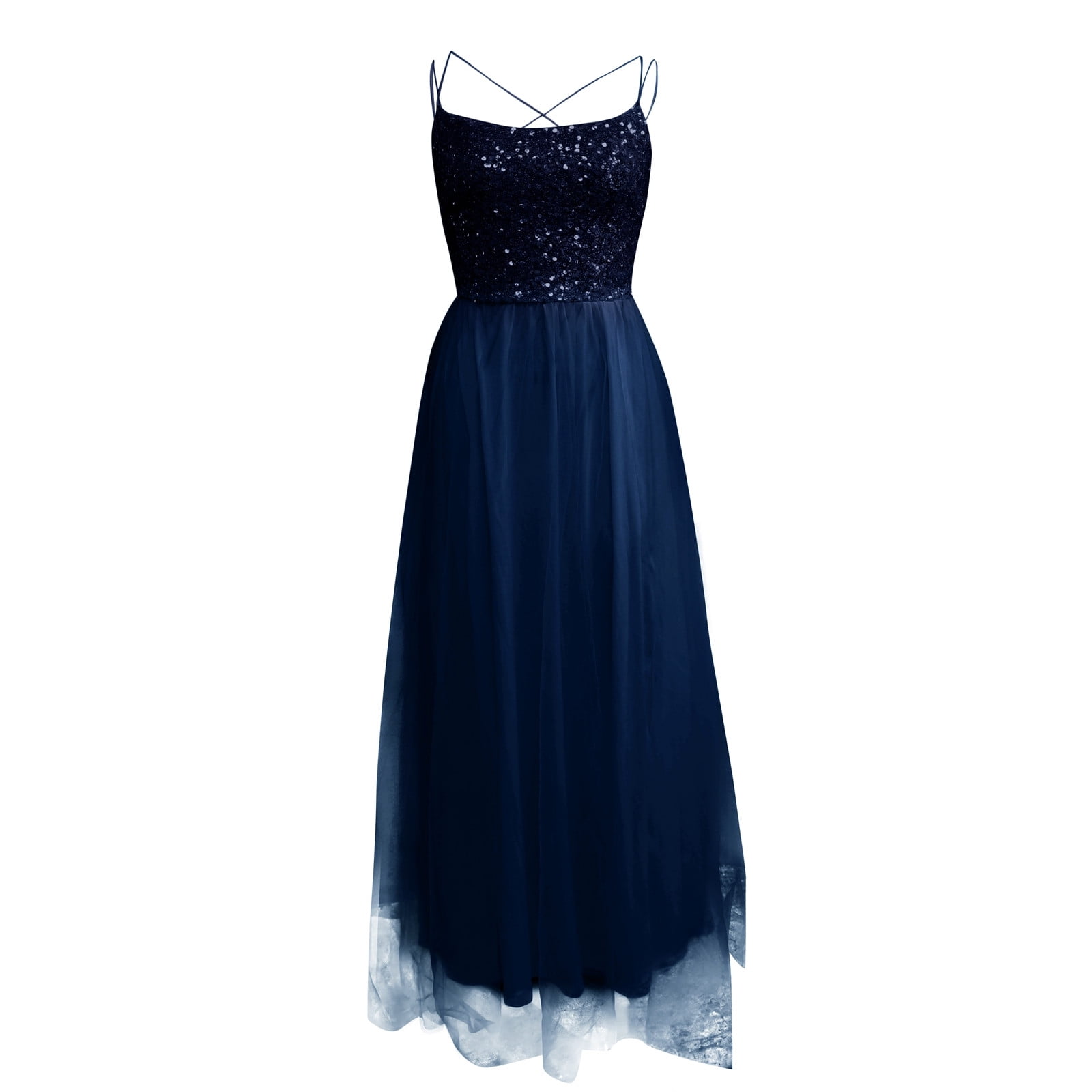 JDEFEG Charming Women Dresses Mesh Sequin Halter Long Dress Long Formal  Party Dress Evening Gown Wedding Guest Prom Dress Black Size L - Walmart.com