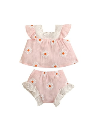 Jdefeg Baby Clothes Girl New Born Toddler Girls Sleeveless Floral Printed  Vest Tops Bowknot Skirts Outfits Cute Boy Preemie Clothes Cotton Blend Pink  90 