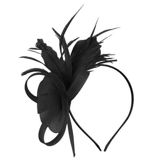 JDEFEG Fascinator for Women Flower Mesh Ribbons Feathers Headband Clip Tea Party Headwear for Girls Women Tulle Fascinators for Wedding Fancy Dress Tea Party Black