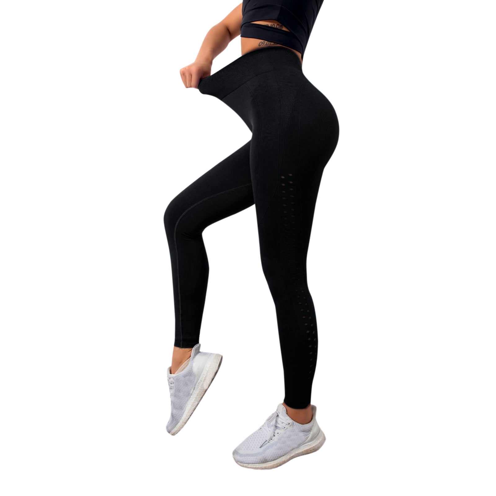 JDEFEG Girls Yoga Pants Pants Sports Running Seamless High Pants Hollow