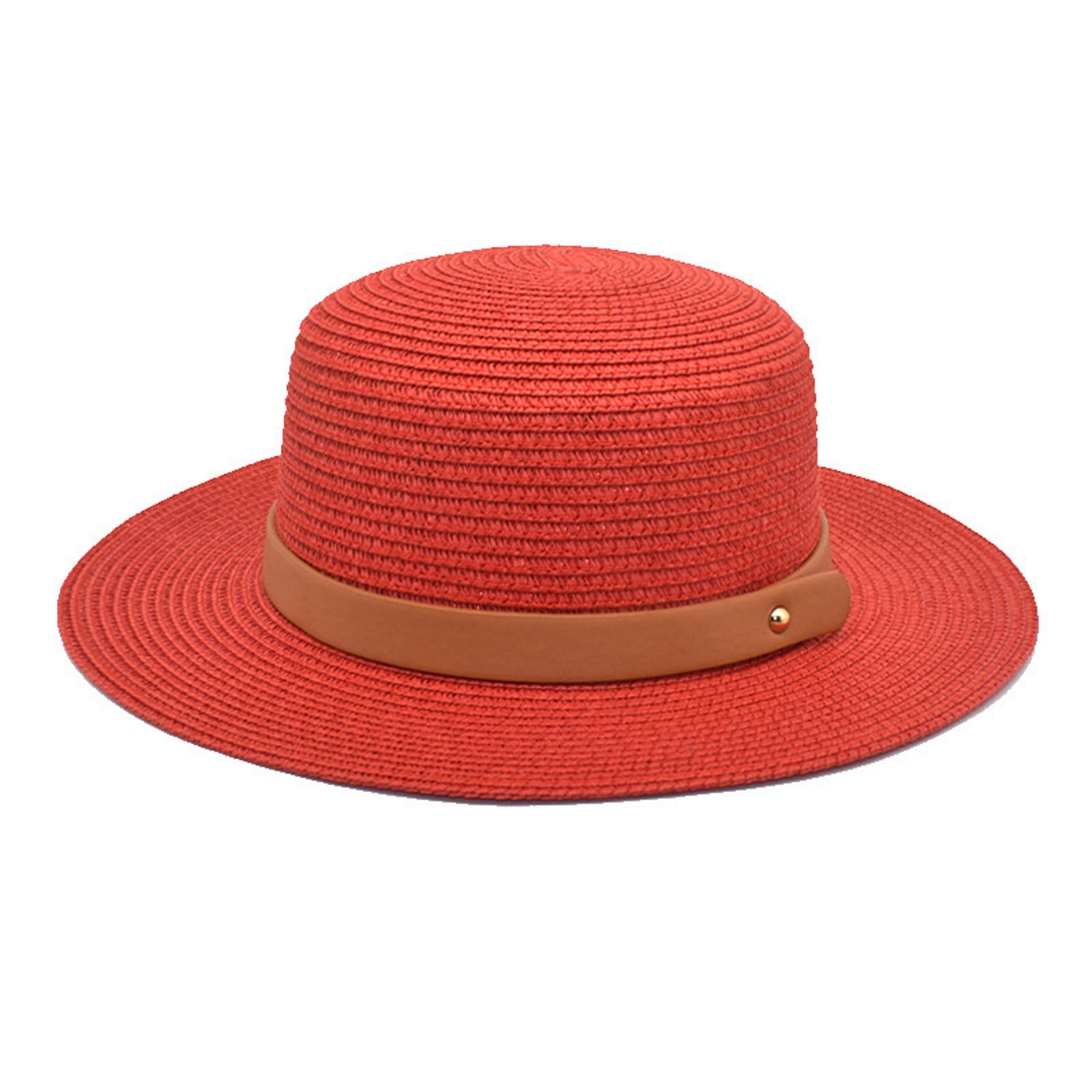 JDEFEG Hats for Men Women Work Hat Adults Unisex Retro Western Cowboy  Riding Hat Leather Belt Wide Cap Straw Hat Mens Beach Hat Bucket Hat Red