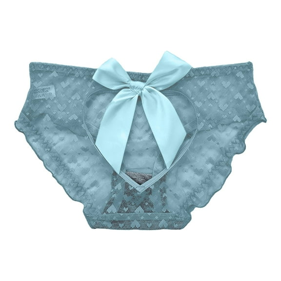 JDEFEG High Cut Bikini Panties for Women Womens Lace Breathable Lace Hollow Out and Raise The Pure Brief Panties Woman Underwear Cotton Lace Blue One Size