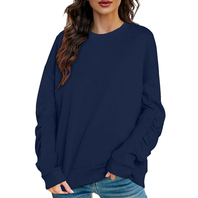 Plain Navy Blue Sweatshirt Hoodies for Women