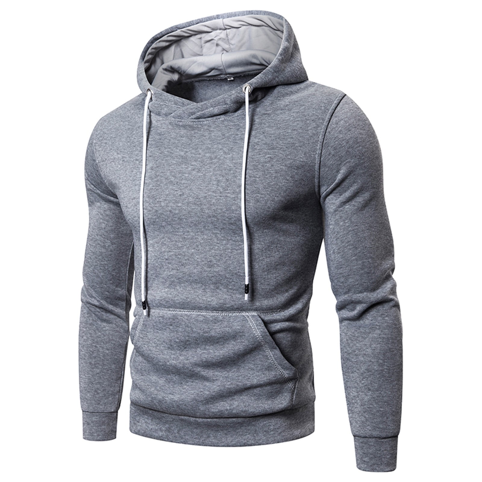 JDEFEG Hoodies for Men Blank Hoodie Solid Loose Sweater Size Top