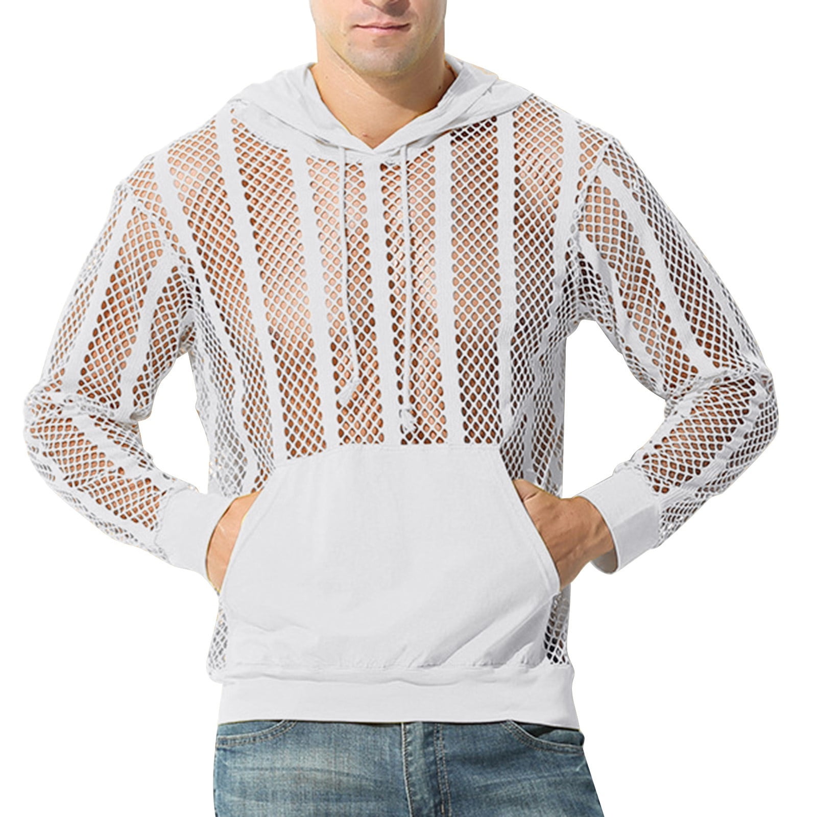 White mesh sweatshirt hotsell