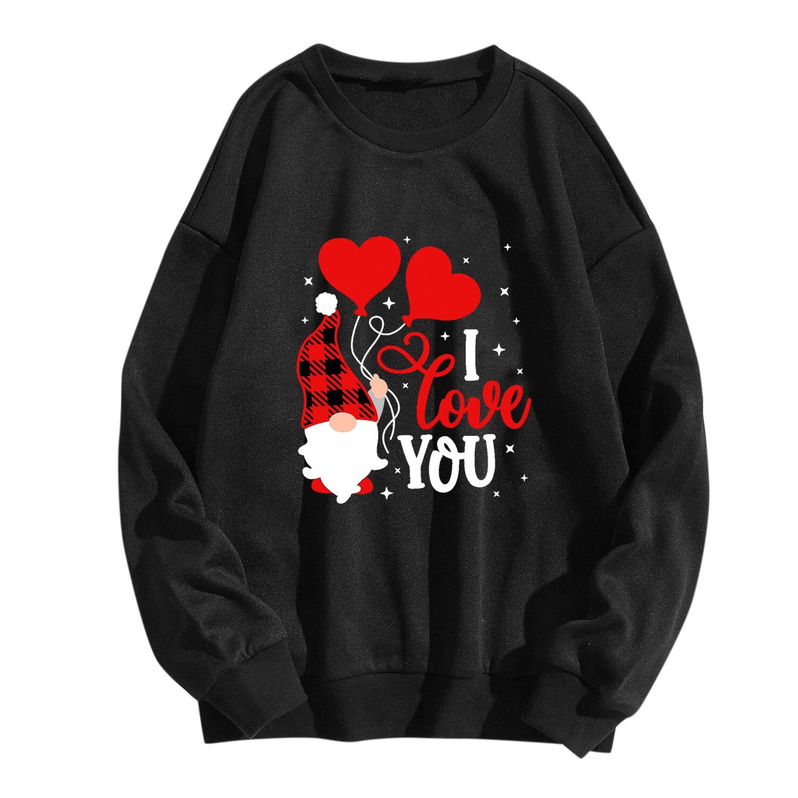 JDEFEG Hoodies Plus Size Valentines Day Womens Casual Long Sleeve Crew Neck  Letter Printed Pullover Hoodless Sweatshirts Fit Blouse Ladies Sweatpants  and Sweatshirts Black Xxl 