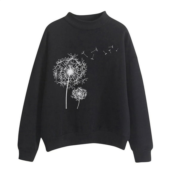JDEFEG Hoodies for Women French Tops Women Autumn Winter O Neck Solid Color Prints Long Sleeve Pullover Sweatshirt Plane Sweatshirts Sweatshirts Women Black Xxl