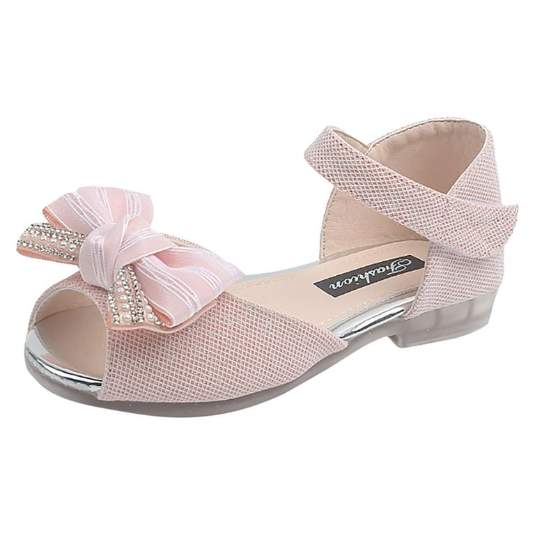 JDEFEG Jelly Sandals for Toddlers Girl Pearl Bow Princess Shoes