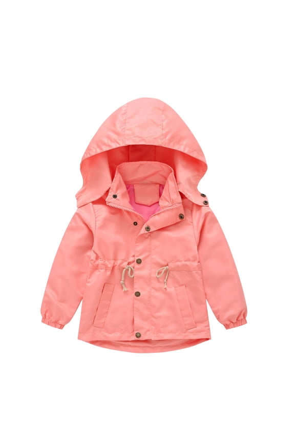 Kids Jackets Girls 5T To 6T Kids Boys Girls Winter Coat with Pocket Hooded Jacket Toddler Zipper Windproof Outwear Girls Wall Mounted Coat Hooks Cotton Blend Watermelon Red 120