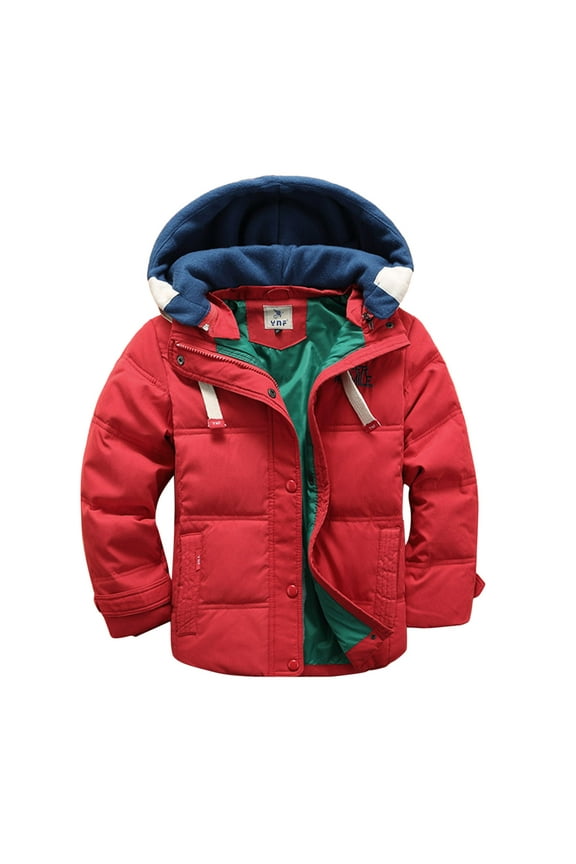 Kids Jackets Toddler Kids Baby Boys Girls Winter Warm Long Sleeve Jacket Outerwear Coats Hooded Padded Outwear 5T Snow Coat Polyester Red 150