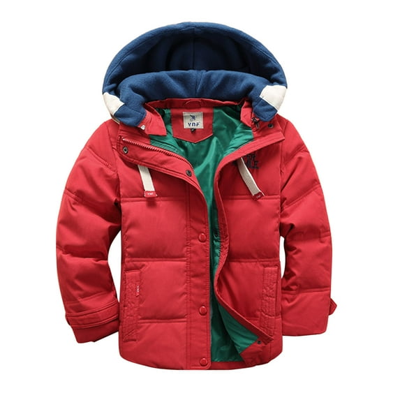 JDEFEG Kids Jackets Toddler Kids Baby Boys Girls Winter Warm Long Sleeve Jacket Outerwear Coats Hooded Padded Outwear 5T Snow Coat Polyester Red 150