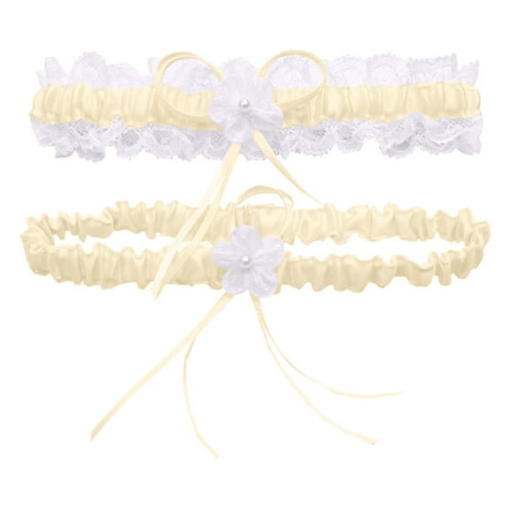 JDEFEG Lace Garter Belt Set Bridal Wedding Garter Gift for Bride Party Ring Lace Garter Leg Throw Weddings Women Bridal for Elastic Bridal Supplies Beige