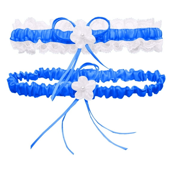 JDEFEG Lace Garter Belt Set Bridal Wedding Garter Gift for Bride Party Ring Lace Garter Leg Throw Weddings Women Bridal for Elastic Bridal Supplies Blue