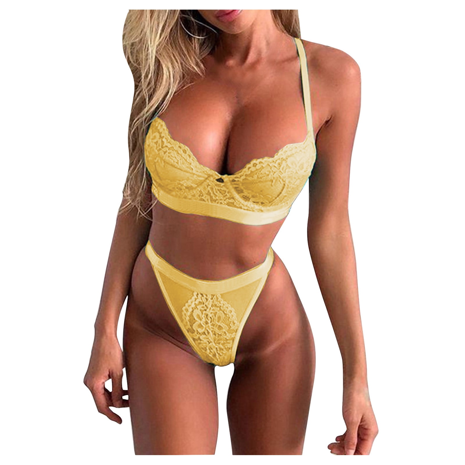 JDEFEG Lace Bra and Underwear Set 2022 Women Thin Cup Lace