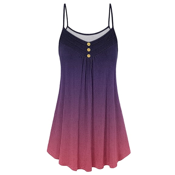 JDEFEG Long Cotton Tank Top for Women Loose Fit Plus Size Shirt for Women Dressy Casual Summer Spaghetti Strap Sleeveless Button Blouses V Neck Tops Vest Cotton Camisoles Women Pack Purple L