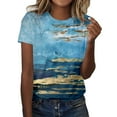 thumbnail image 1 of JDEFEG Long Shirt Women Fashion Casual Top Shirt Short Sleeve Round Neck Printed T Shirt Elegant Loose Soft Top Blouse Misses V Neck Tee Shirts Light Blue Xxl, 1 of 5