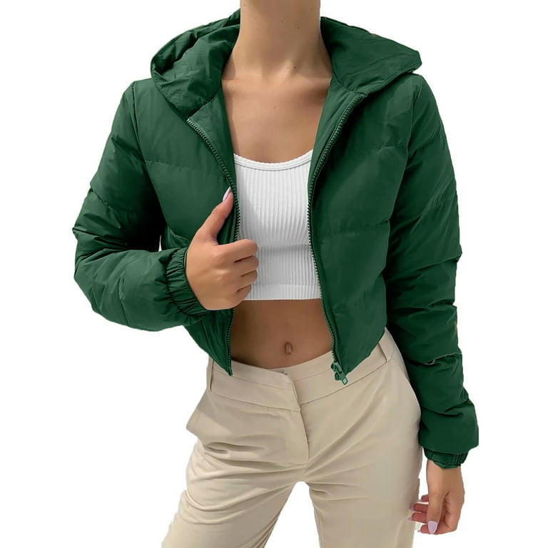 JDEFEG Maternity Winter Jacket Women Winter Warm Thickened Overcoat Long Sleeve Solid Color Cardigan Short Coat Jacket with Hood and Zipper Fitted