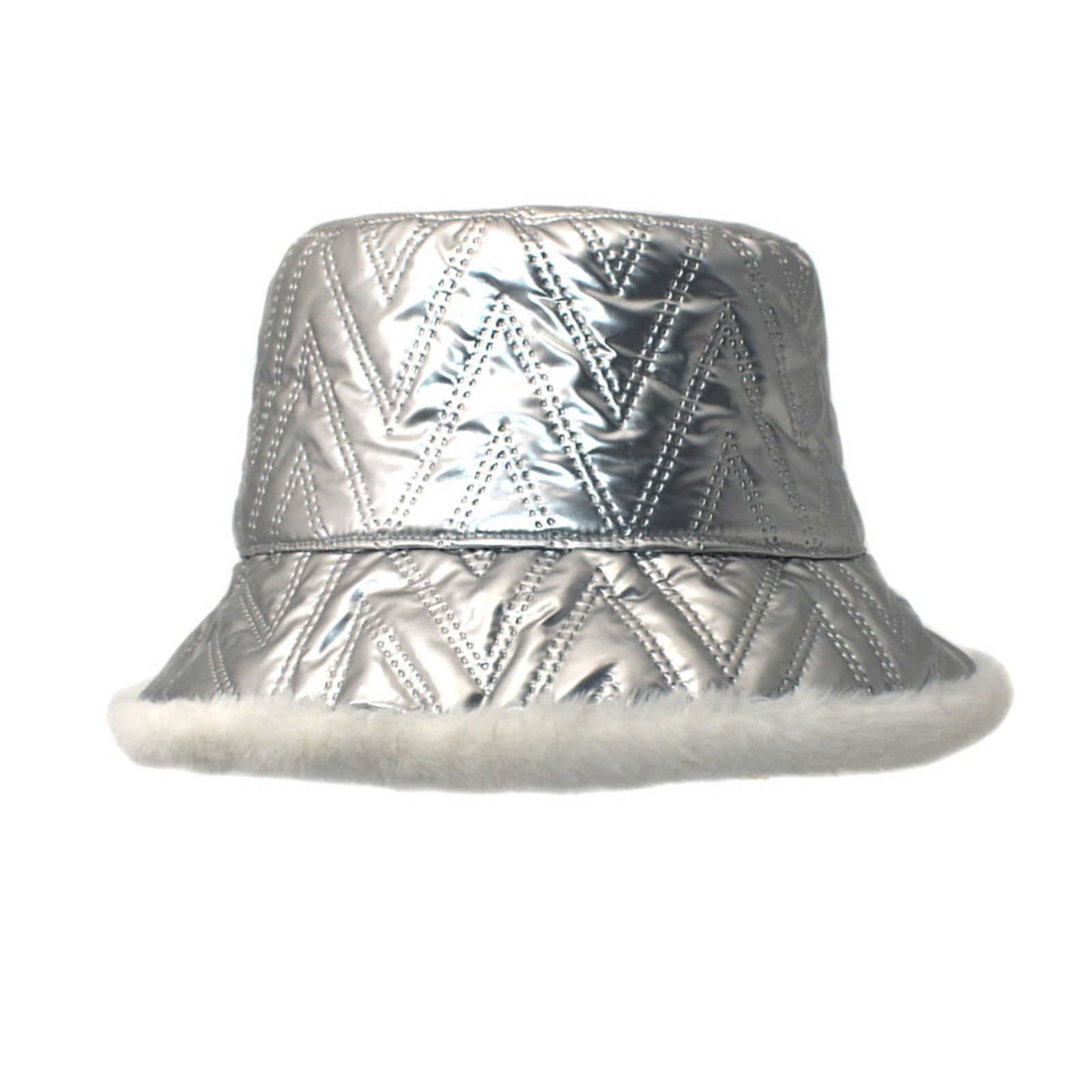 JDEFEG Men s Waterproof Bucket Hat Womens Solid Color Thickened Shiny Edge Winter Thermal Windproof Bucket Fisherman Hat for Women for Girls Designer Hats for Women Silver M Walmart