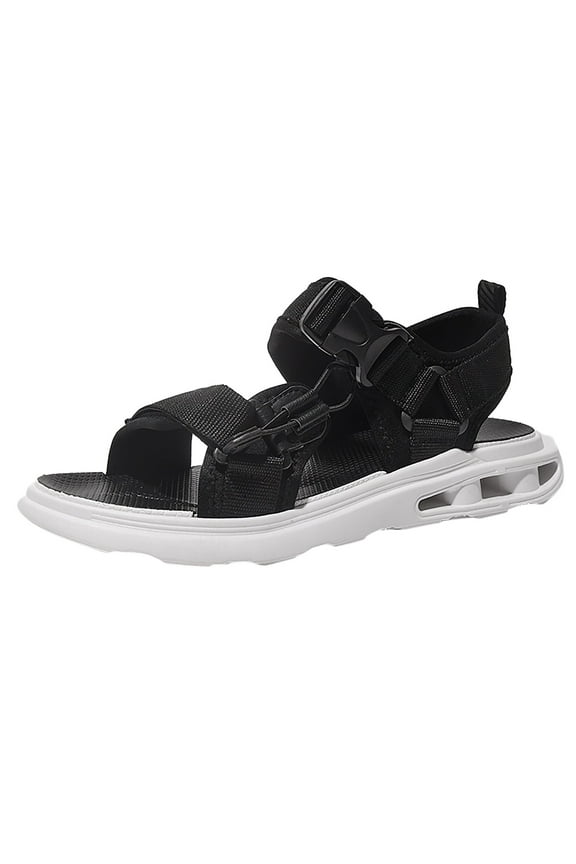 Mens Beach Sandals Casual Summer New Outdoor Leisure Beach Shoes Bottom Buckle Strap Sandals Mens Sandal Slippers Size 10 White 42