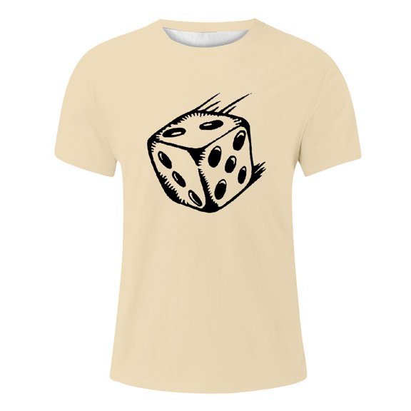JDEFEG Mens Shirts Tops Simple Bone Dice Casual Dress up Funny Mens T Shirt Absorbent Wicking Mens Sweats Work Shirts Beige Size M