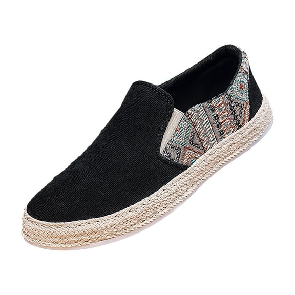 JDEFEG Mens Shoes Slip On Casual Wide Men's New Spring and Autumn Fisherman's Shoes Canvas Thick Soled Slip On Shoes Shoes for Men Casual Under 400 Black 41