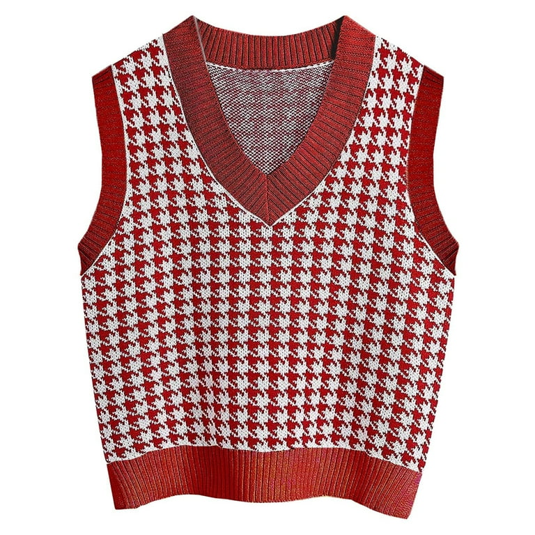 JDEFEG Mens Vintage Sweater Vest Women Casual Print