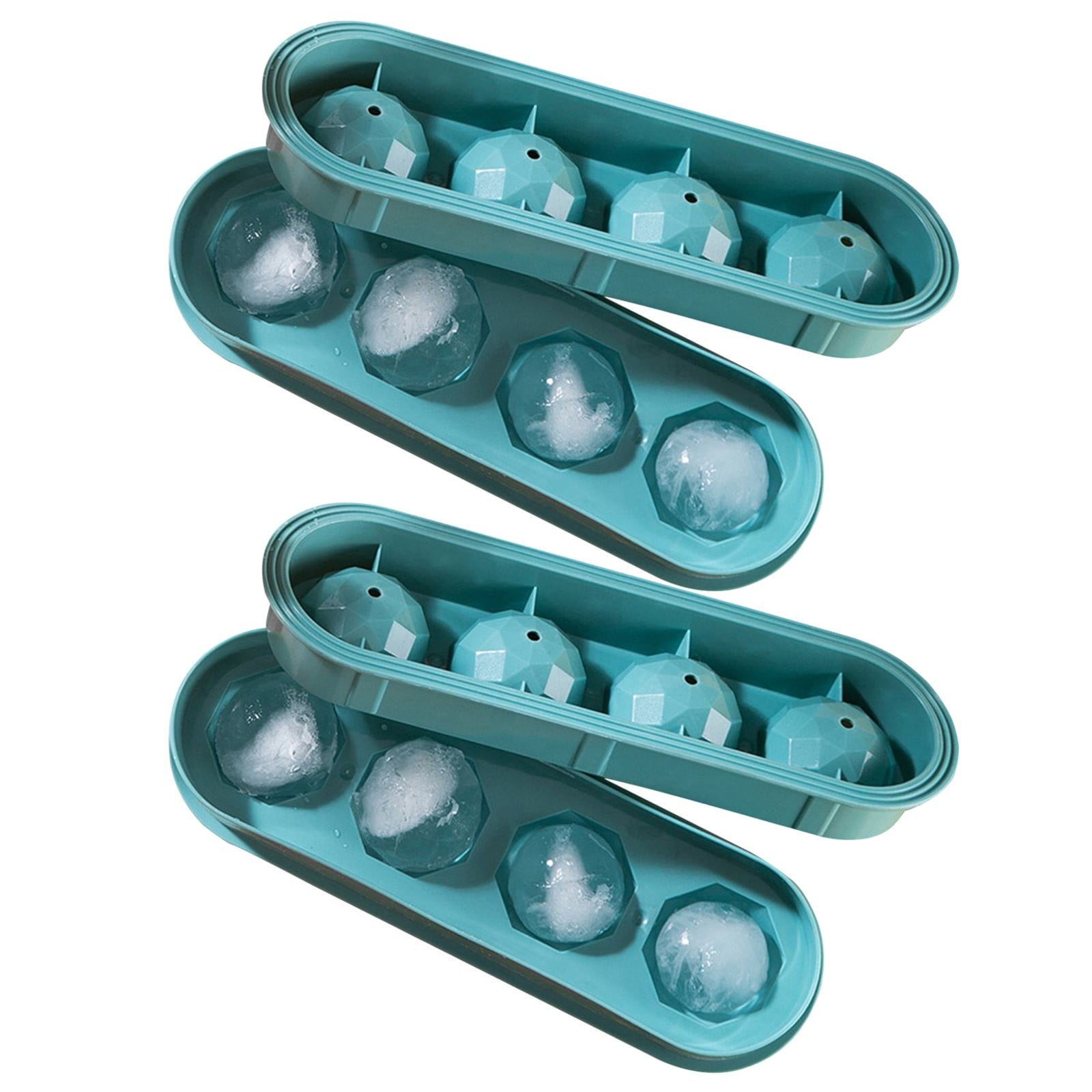 JDEFEG Metal Ice Cubes Stones Flexible Ice Tray 4 Ice Molds for