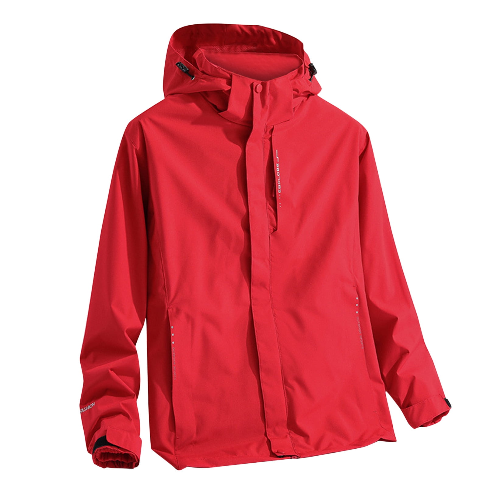 JDEFEG Mountain Hooded Flannel Jacket Men s Fall Winter Hooded Coat Waterproof Detachable Liner Two Piece Outdoor Jacket Solid Plus Size Loose Top Ski
