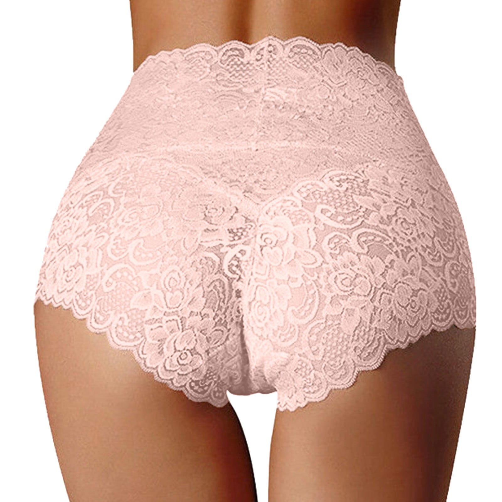 JDEFEG No Show Underwear for Leggings High Waist Underwear Women's Thin  Hollow Lace Ladies Panties Pure Cotton Crotch Large Size Belly Briefs Lace