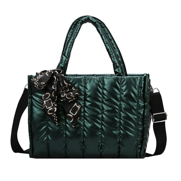 JDEFEG Nylon Shoulder Bag Tote Bag for Women Waterproof Nylon Tote Handbag Large Shoulder Bag with Zip for School Travel Shopping Daily Use Green One Size